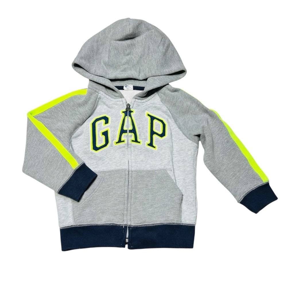 GAP Kids Hoodie in Gray with Neon Yellow‎ Accents
